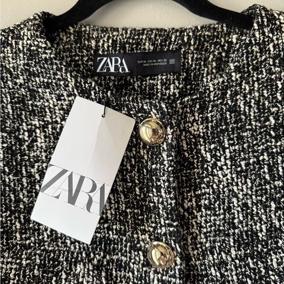 Zara TEXTURED SHORT BLAZER Size XL - Picture 5 of 9